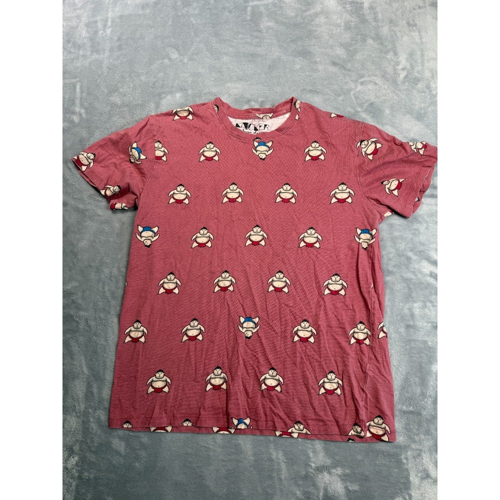 Knicker Bocker Vintage Design Sumo Wrestlers T Shirt Men M Maroon All Over Print